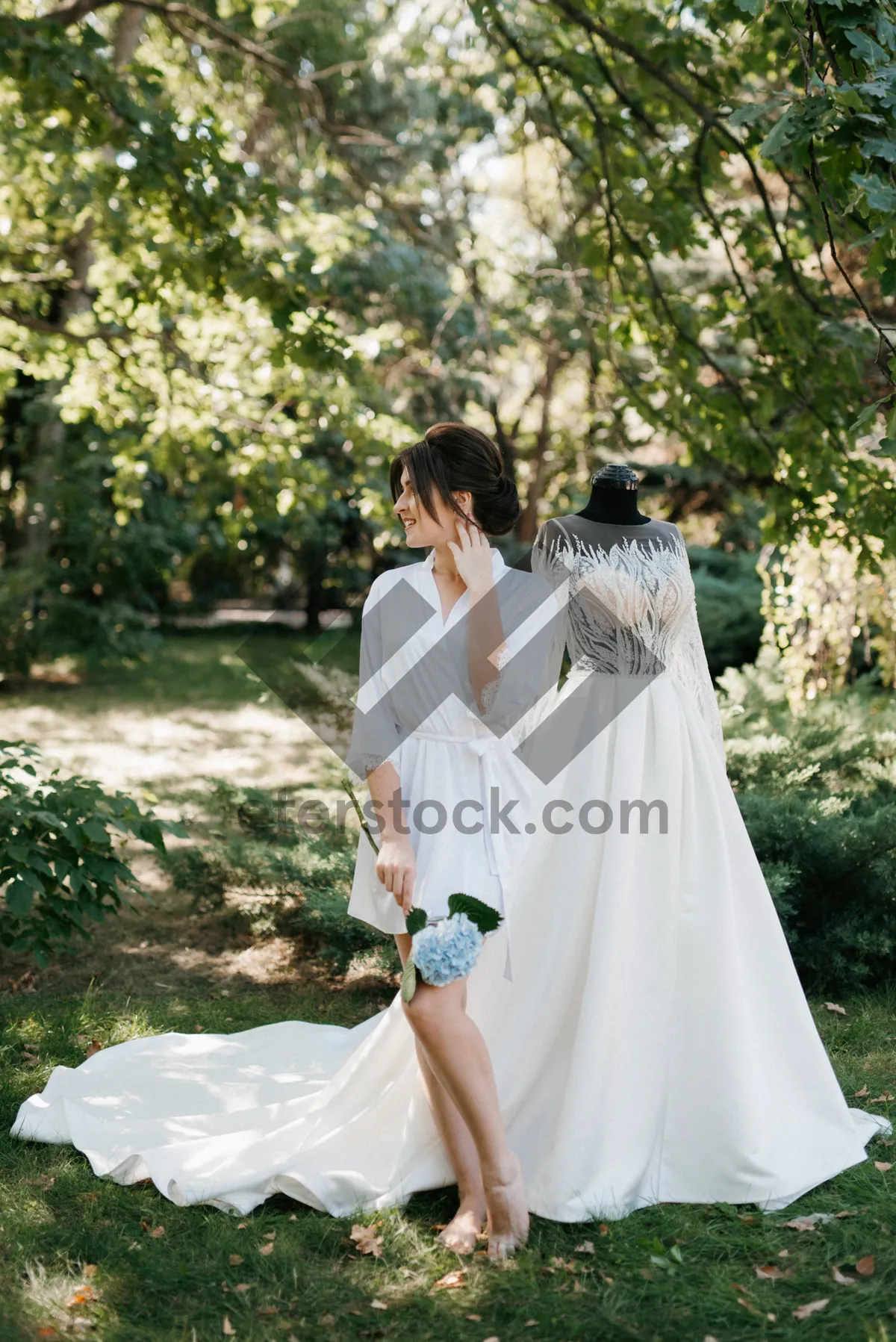 Picture of Happy bride and groom on wedding day smiling