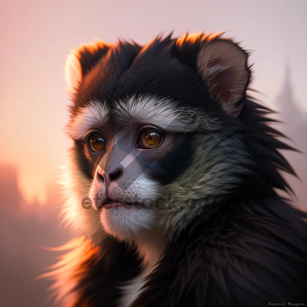 Picture of Cute Furry Monkey Kitty with Adorable Eyes