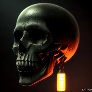 Black Human Skull Sculpture with X-Ray-Effect