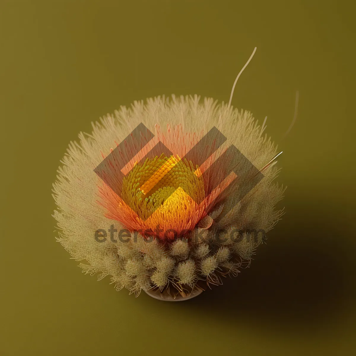 Picture of Vibrant Yellow Teasel Bloom in Summer Garden