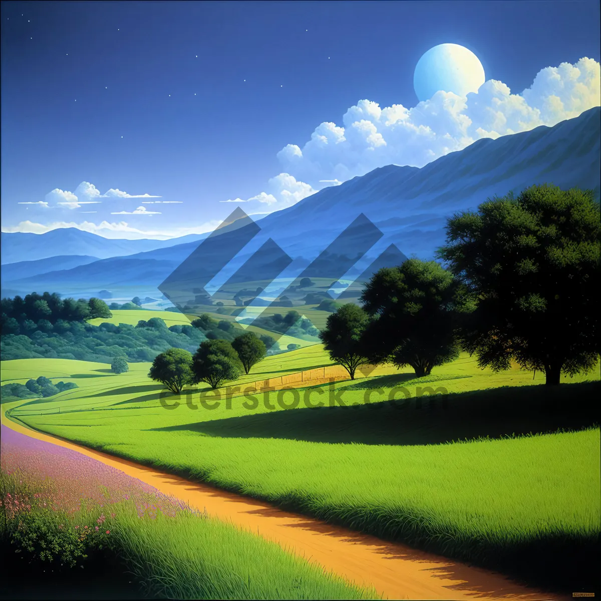Picture of Golf Course Serene Landscape with Rolling Hills