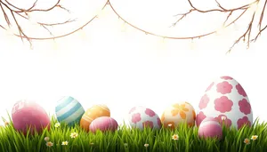 Bright Easter Holiday Decorations with Bunny and Hen