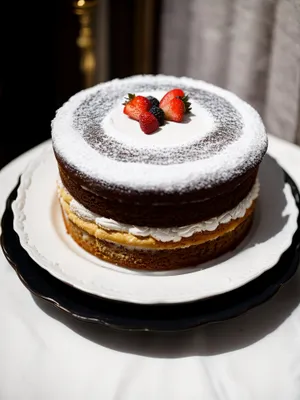 Delicious Coffee Cake with Fresh Fruit and Cream