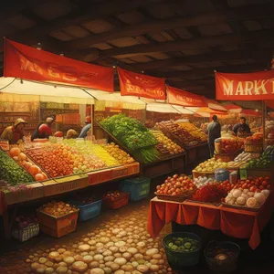 Fresh organic fruits and vegetables at grocery store market