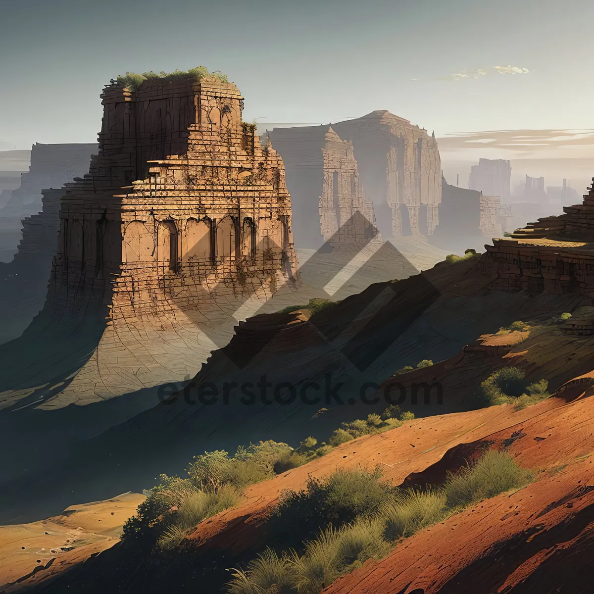 Picture of Majestic Desert Cliff Amidst Vast Canyon