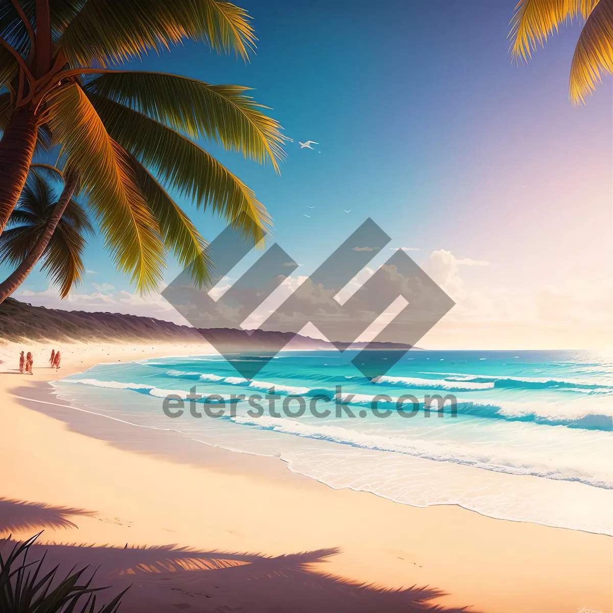 Picture of Turquoise shores and palm tree paradise