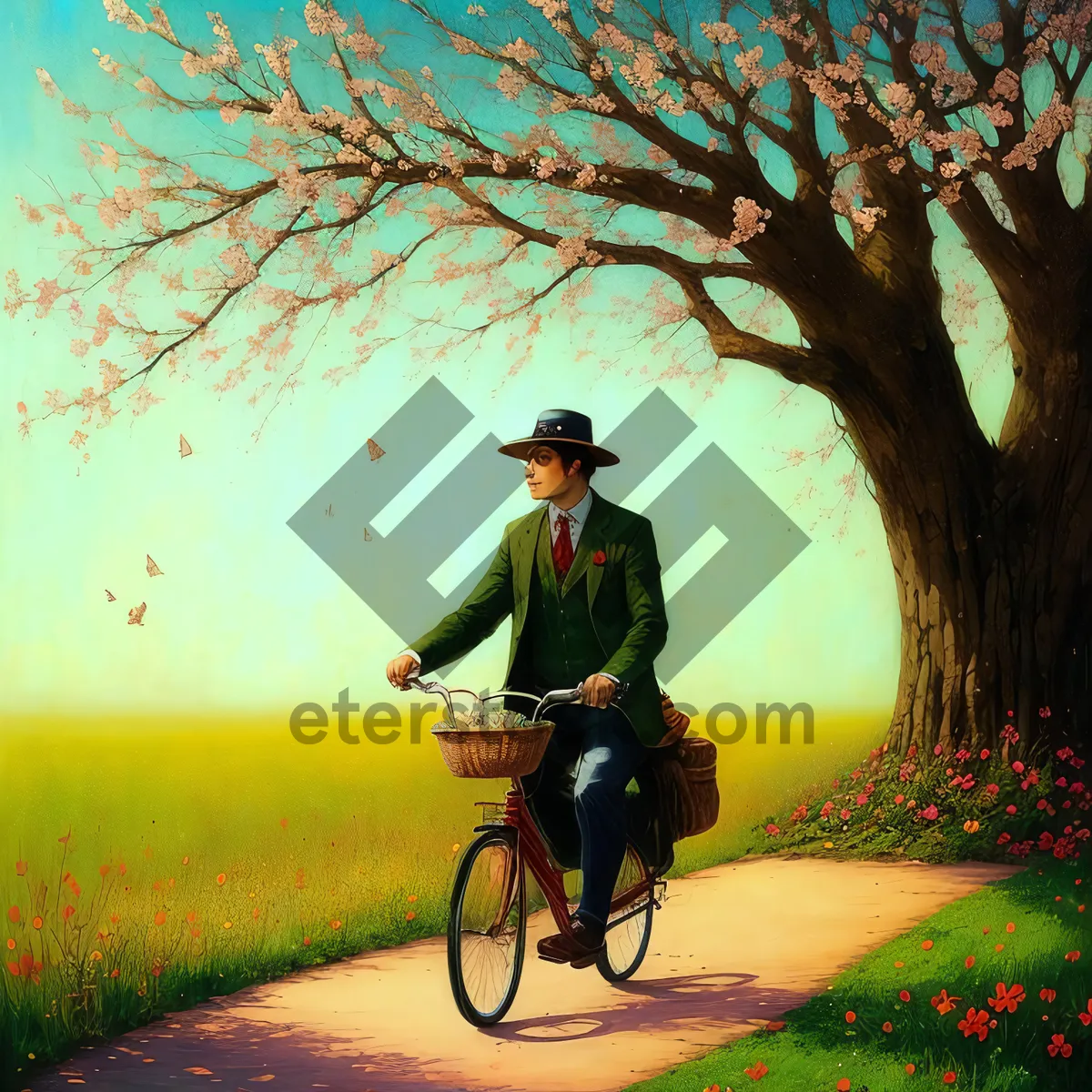 Picture of Active Man Cycling in Outdoor Park