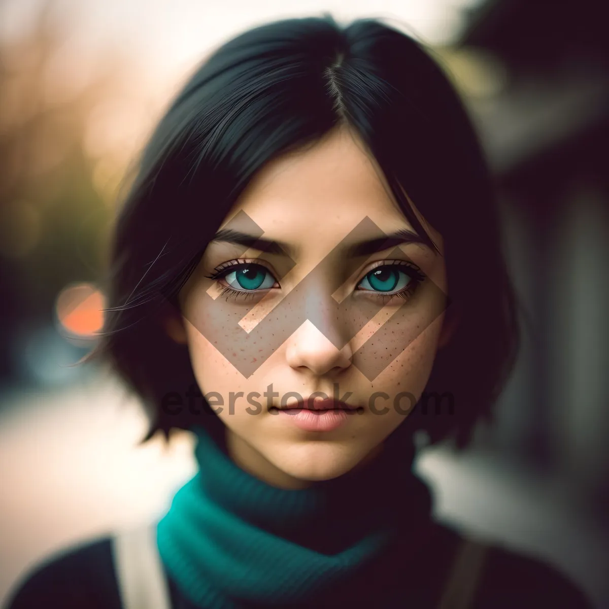Picture of Beautiful doll portrait: Pretty brunette smasher with attractive smile.