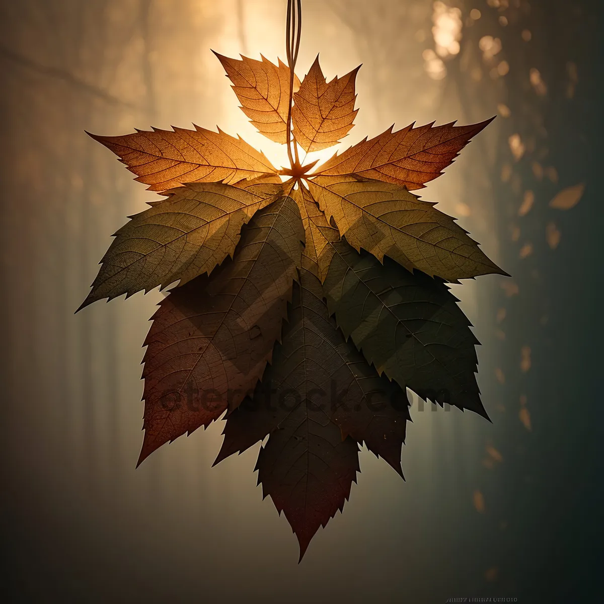 Picture of Golden Maple Leaf on Autumn Tree