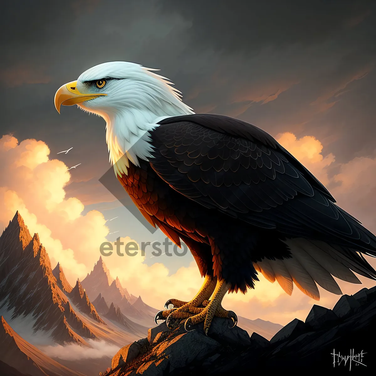 Picture of Bald Eagle Soaring with Piercing Gaze