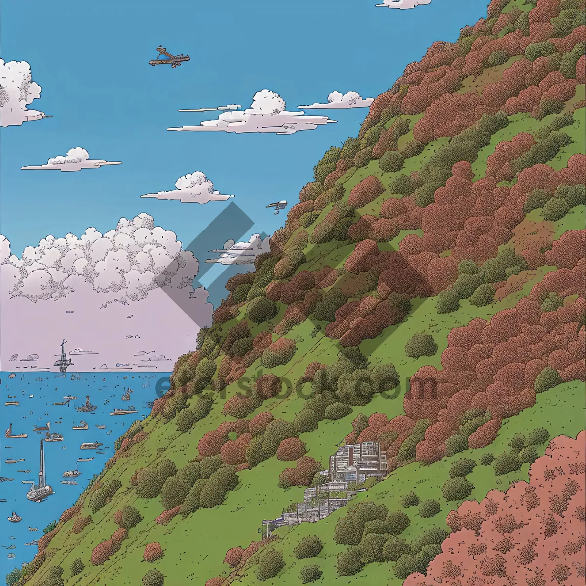 Picture of Serene Coastal Horizon Amidst Rocky Landscapes
