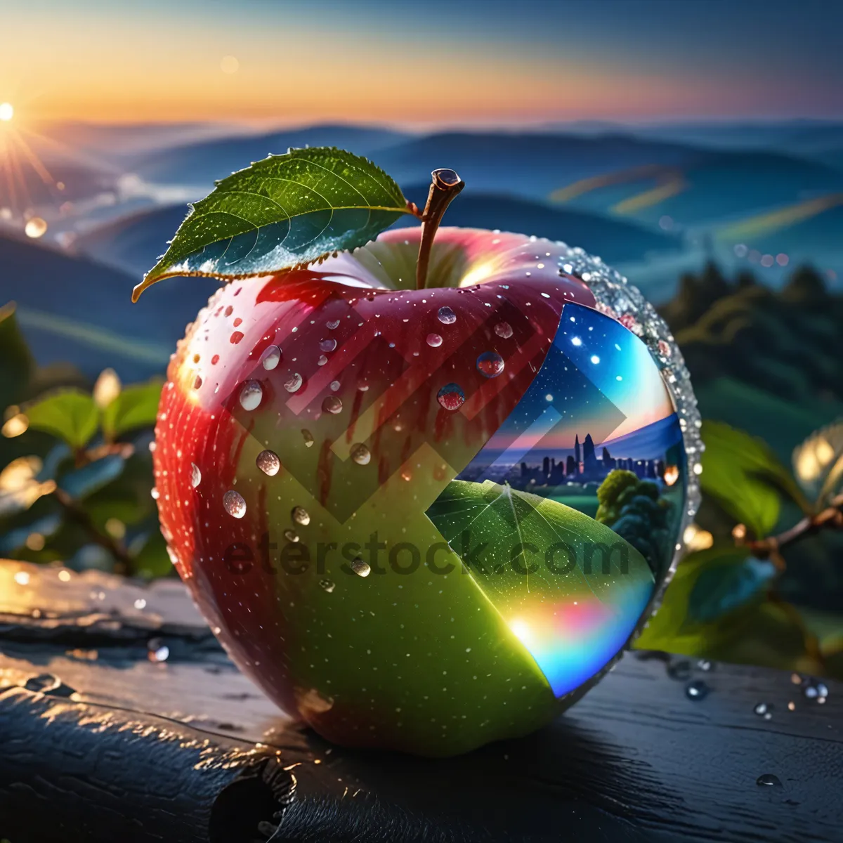 Picture of Fresh and Juicy Apple Close-up Shot