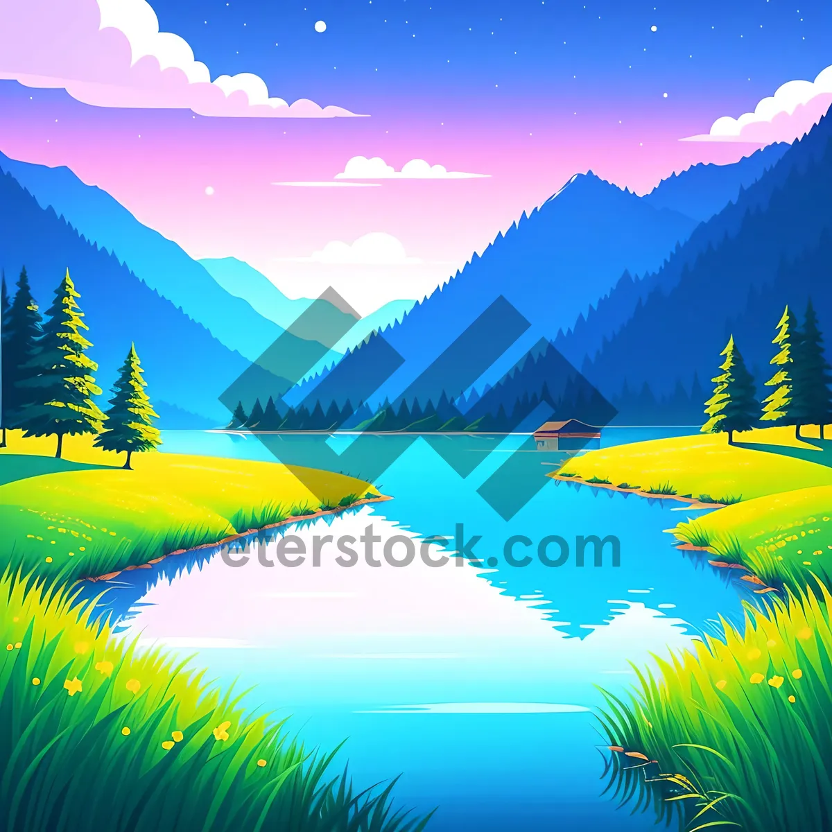 Picture of Serene Summer Reflection on Evergreen Lake