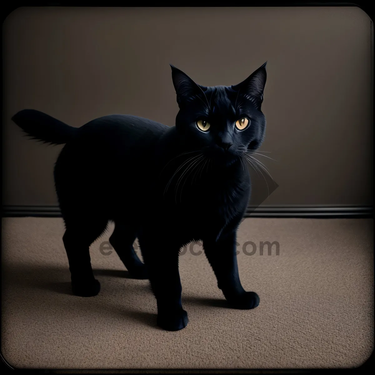 Picture of Adorable Gray Kitty Peering from Windowsill