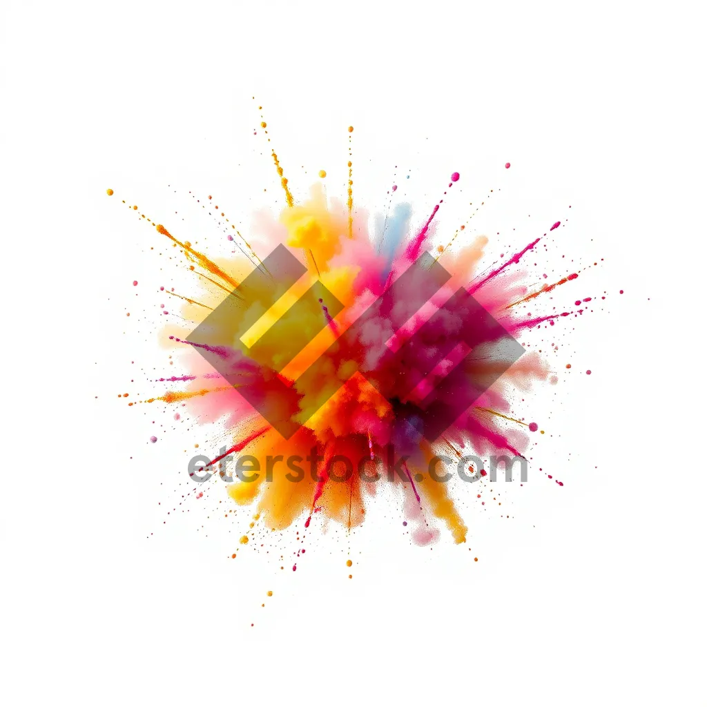 Picture of Colorful Firework Burst in Orange and Yellow Sparkle