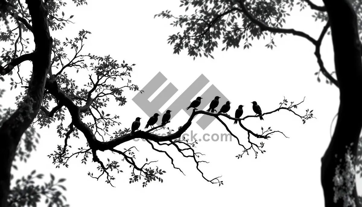 Picture of Winter Oak Silhouette in Black and White.