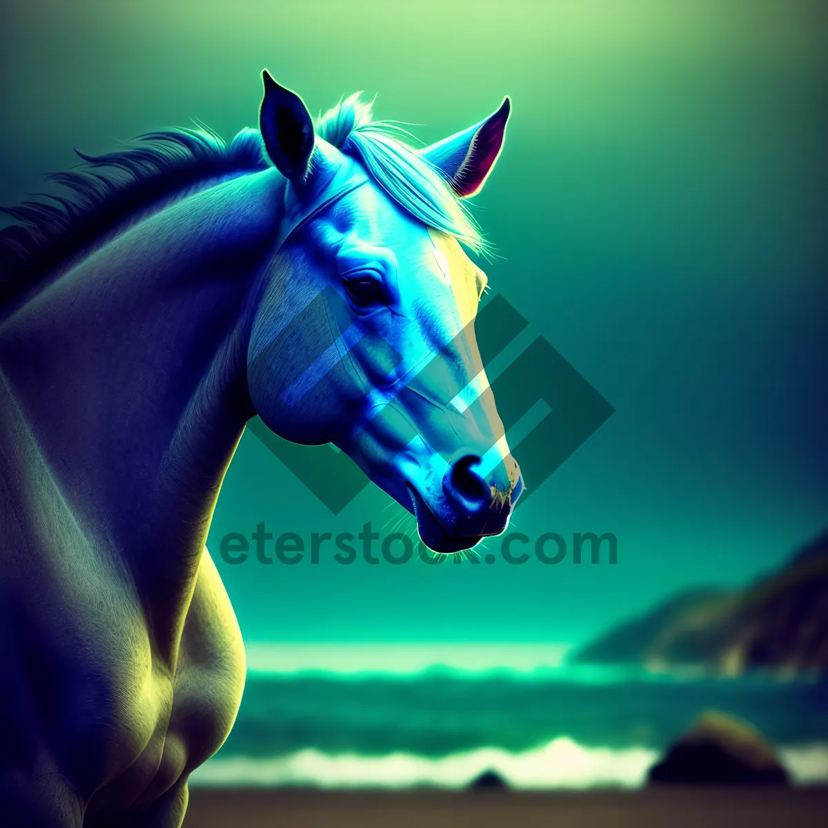 Picture of Stallion Head Portrait - Majestic Equine Animal