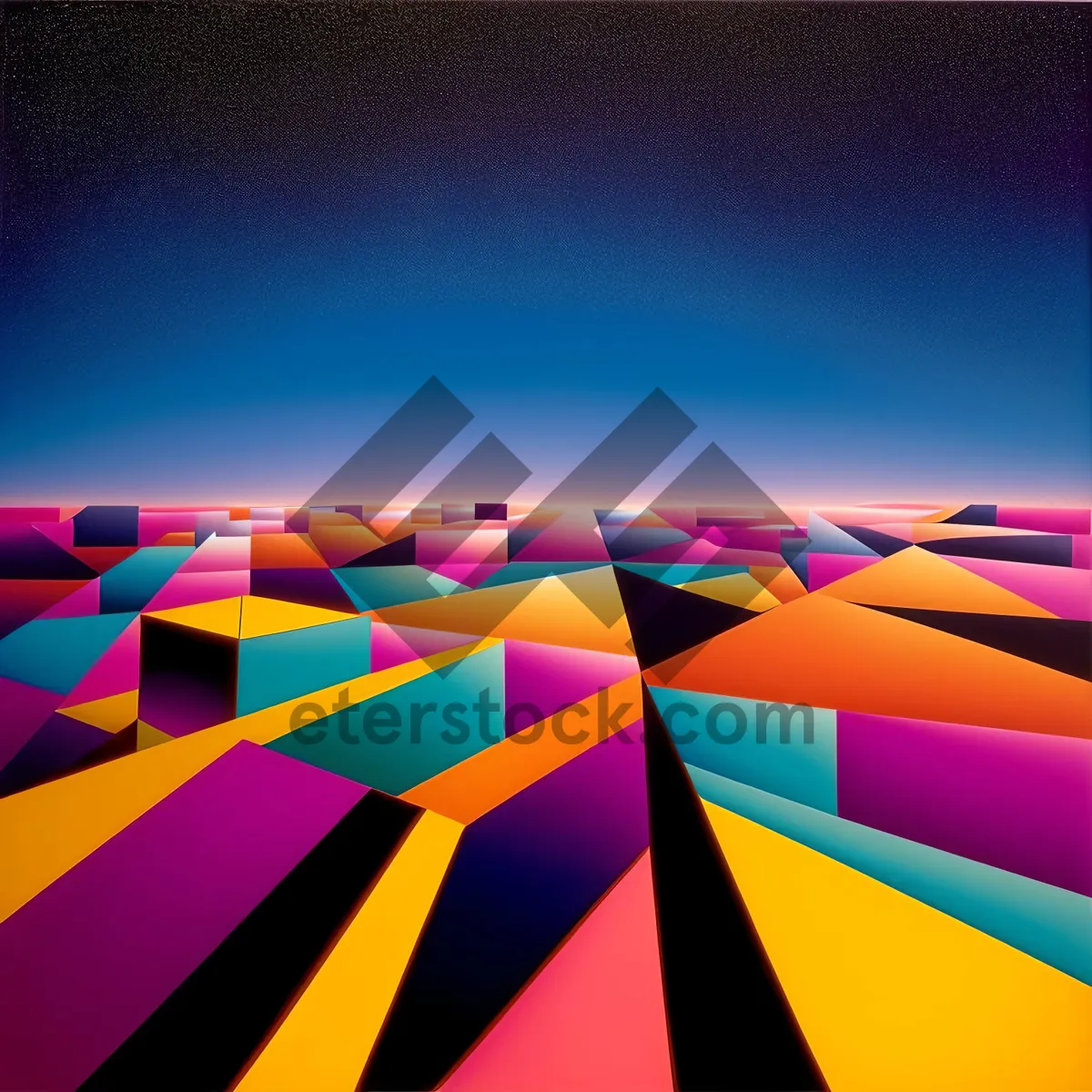 Picture of Vibrant Digital Artwork: Colorful Geometric Gradient Rainbow