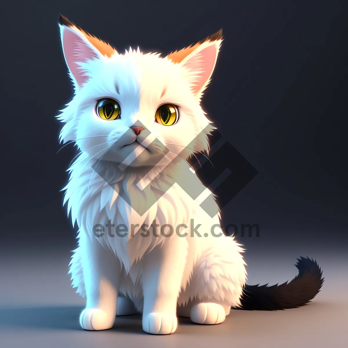 Picture of Adorable gray kitten with fluffy fur and curious eyes