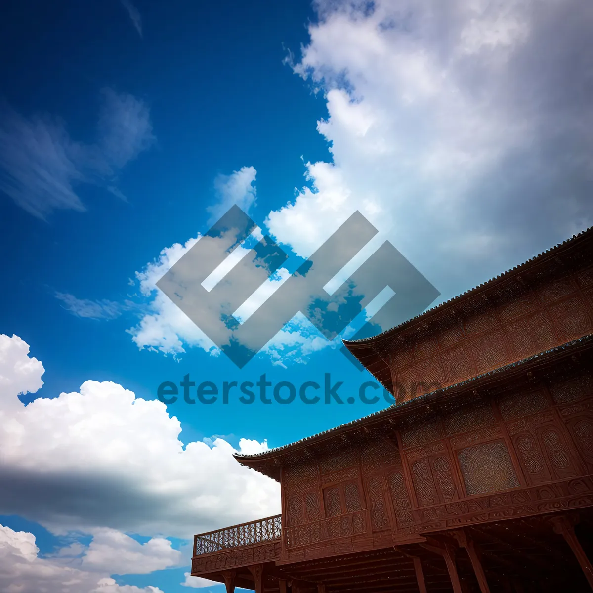 Picture of Serene Summer Sky Over a Farm Building