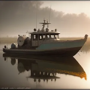 Sea-bound Vessel at a Harbor