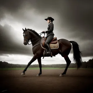 Dynamic Horseback Riding with Cowboy on Stallion - Equestrian Sport