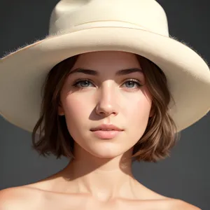 Stylish Cowboy Hat Portrait of Attractive Fashion Model