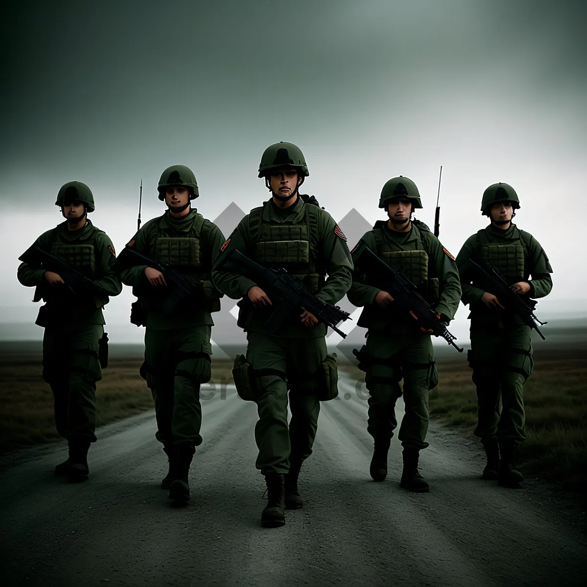 Picture of Military Business Team in Uniform, Ready for Action