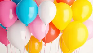 Colorful Birthday Party Balloons and Ribbons Decorations