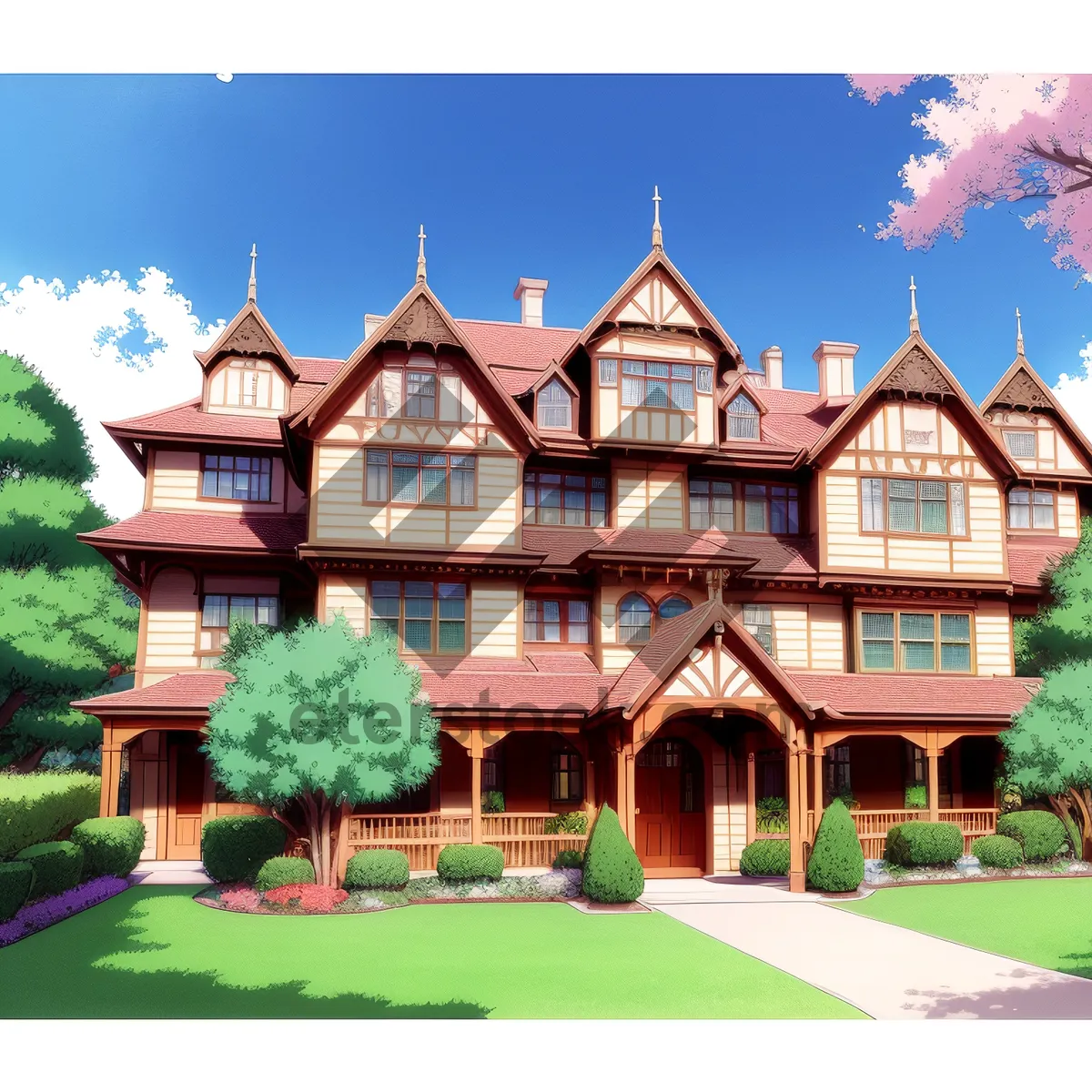 Picture of Stately Brick Villa with Picturesque Surroundings.