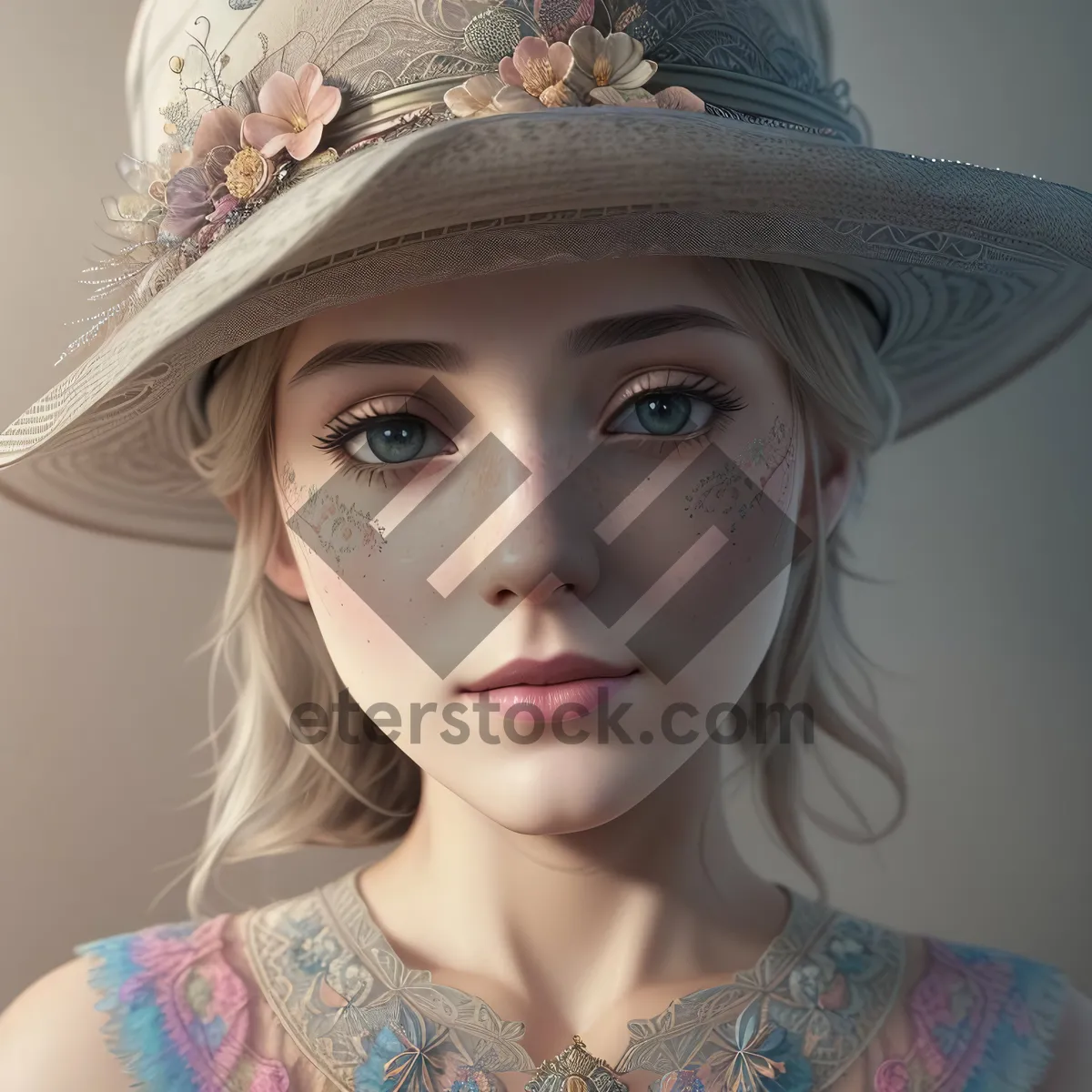 Picture of Smiling Cowboy Hat Fashion Portrait