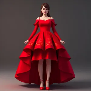 Stylish Shopping Lady in Elegant Dress