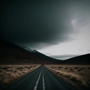 Desert Road under a Colorful Sunset Sky