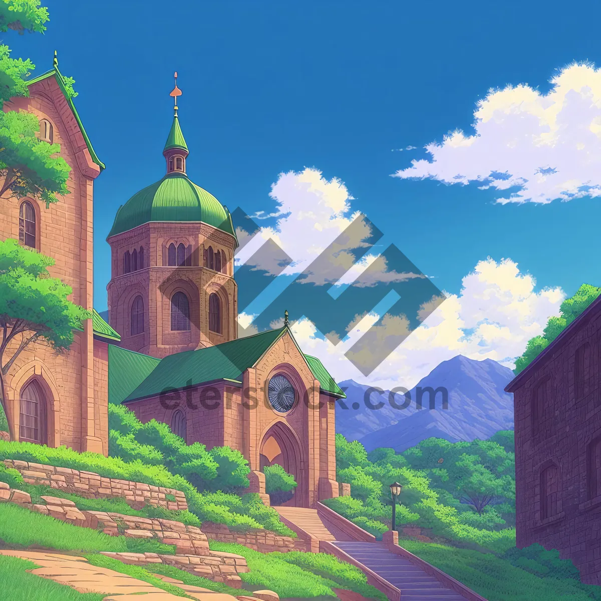 Picture of Serene Historic Monastery with Majestic Dome