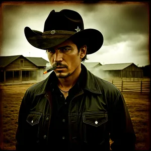 Western Cowboy Wearing Signature Hat - Portrait of a Man