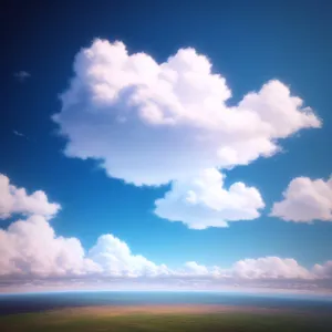 Vibrant Summer Sky with Fluffy Clouds