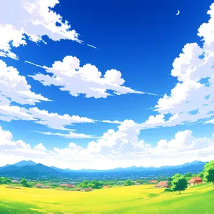 Vibrant Sky Above Serene Countryside Landscape