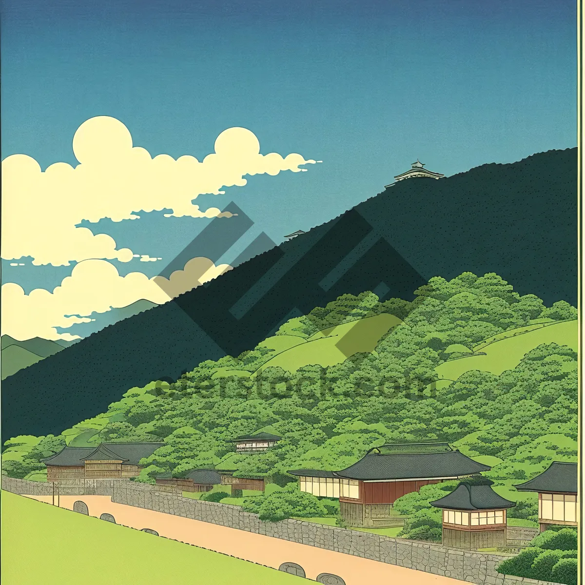 Picture of Serene Countryside Retreat: Idyllic scape amidst rolling hills.