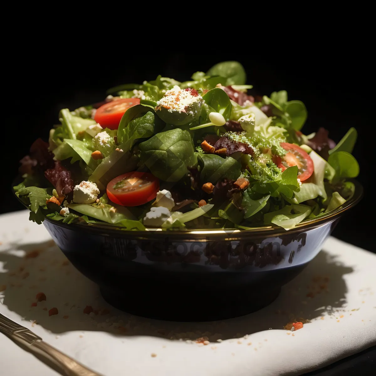 Picture of Fresh Gourmet Vegetable Salad with Cheese Closeup