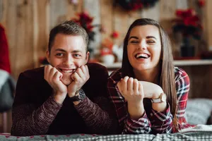 Happy couple enjoying date night at a restaurant.