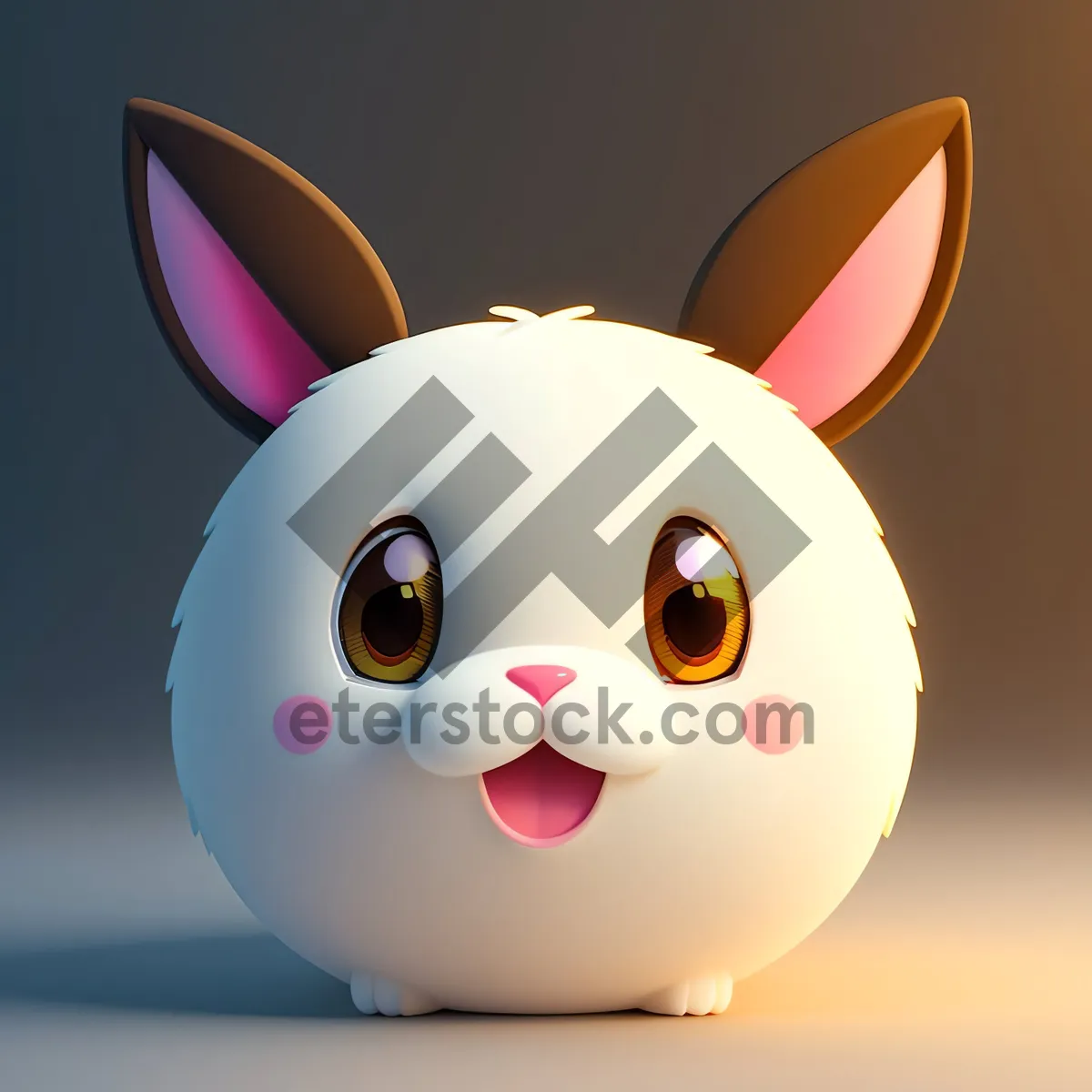 Picture of Cute Cartoon Bunny and Piggy Bank