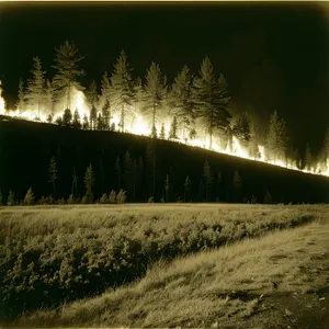 Serene Landscape with Sprinkler and Trees