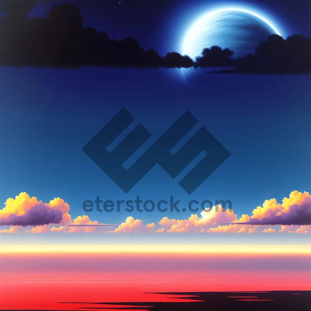 Picture of Vibrant Sunset Over Serene Ocean
