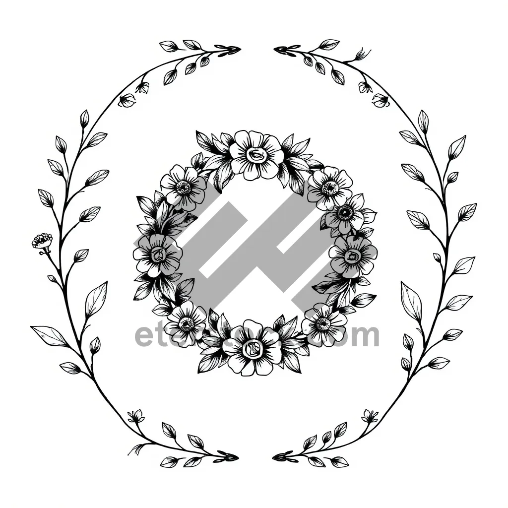 Picture of Vintage floral design element with ornate silhouette pattern.