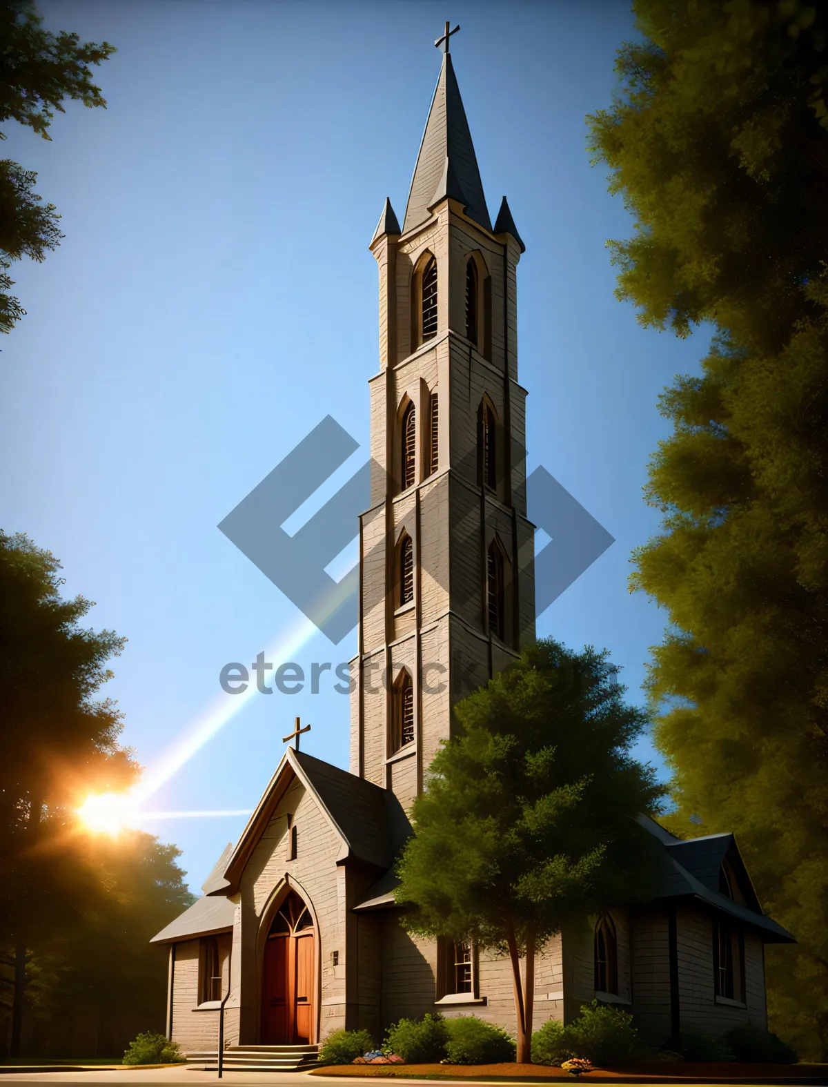 Picture of The aged bell tower of a cathedral standing in a historic city, a timeless symbol of reverence and heritage