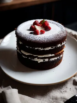 Delicious Breakfast Cake with Fresh Fruit and Cream