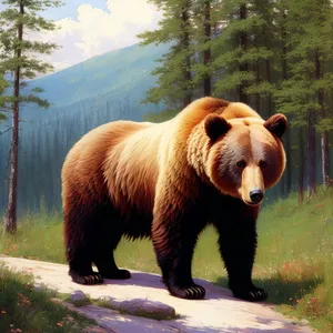 Wild Brown Bear in Park