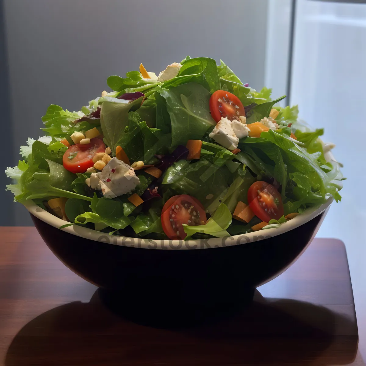 Picture of Fresh Vegetables Salad Plate with Basil and Tomatoes