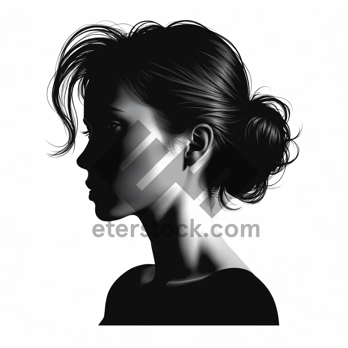 Picture of Attractive brunette model with stylish haircut and makeup.