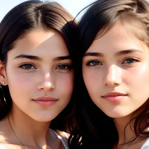 Happy Sibling Portrait: Pretty Sisters Smiling Together